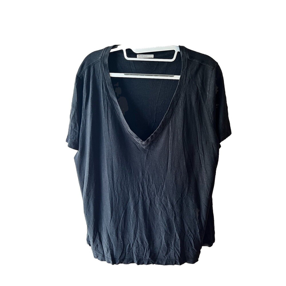Marine Layer Women's Black V-Neck Short Sleeve Tee